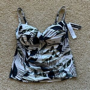 La Blanca Tummy Control Tankini Swim Top Size 18W Tropical Leaf Print NWT